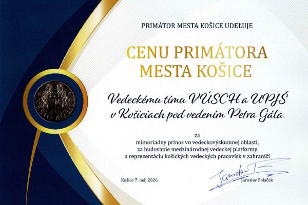 Cena primátora putovala do rúk vedcov VÚSCH a LF UPJŠ